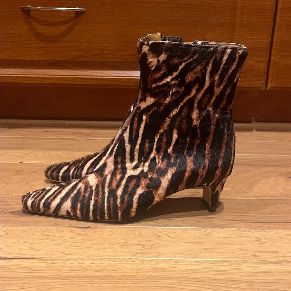 STAUD Animal Print Ankle Boots NWOB